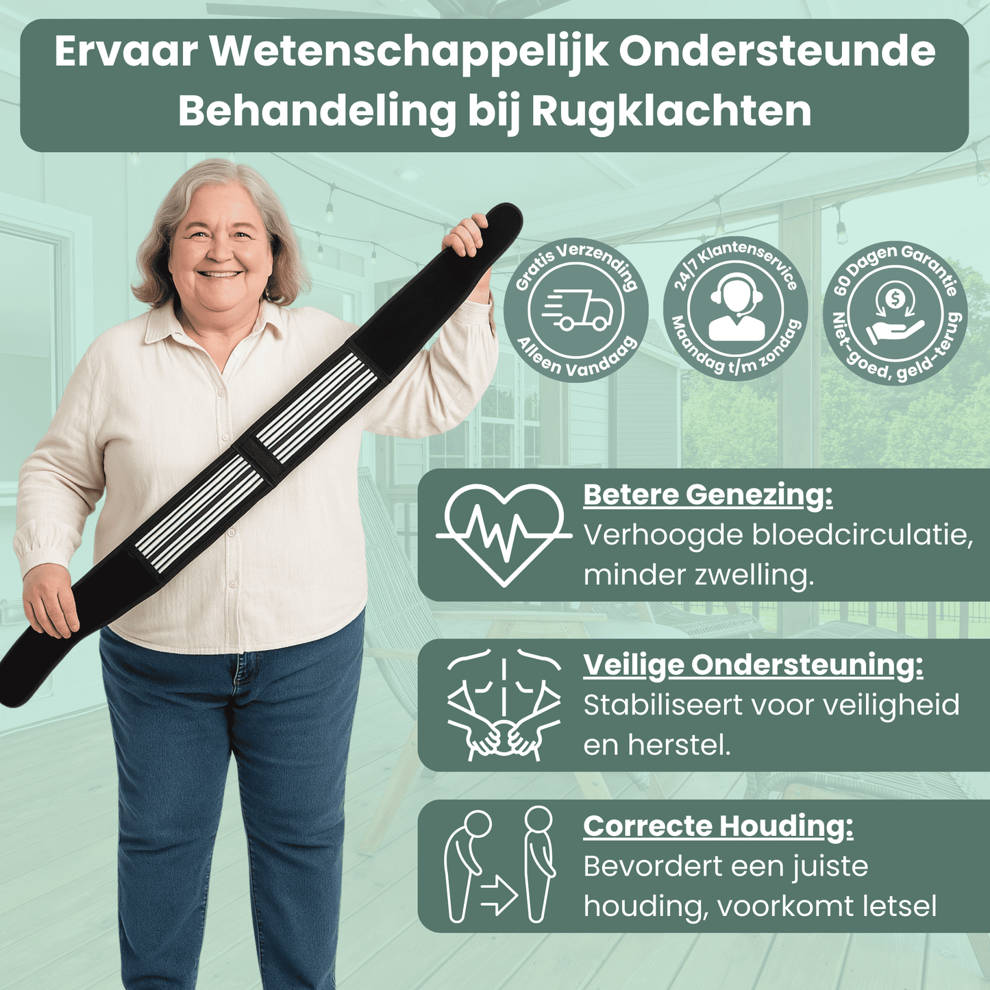 LumbaBelt™ -Verstelbare rugband voor directe verlichting en houdingondersteuning
